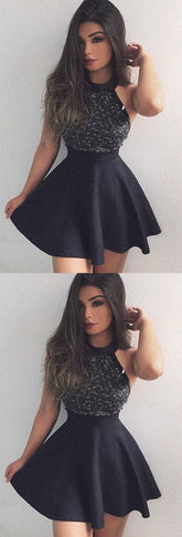 A line Mini Short Prom Dress with Beading, Fashion Graduation Dresses